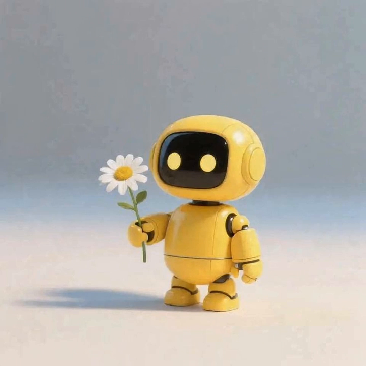 Yellow toy robot mascot